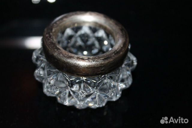 Солонка хрусталь серебро 875 проба со звездой