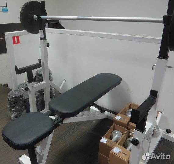 Силовой комплекс стойка+штанга 75,5кг - новый