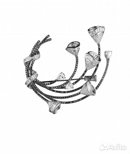 Брошь No name 3.20 ct Black & White Diamonds