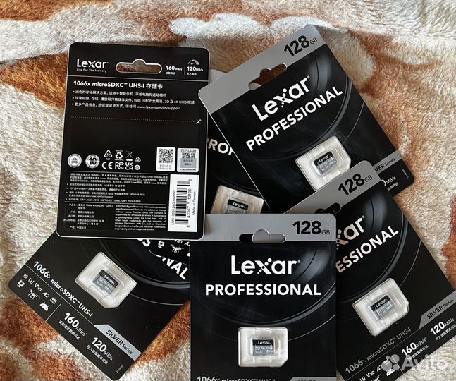 Карта памяти 128Gb Lexar Pro 160/120 Мб/с