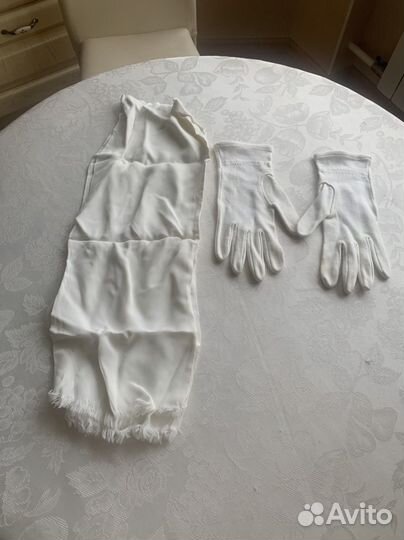 Перчатки и шарф парадные белые
