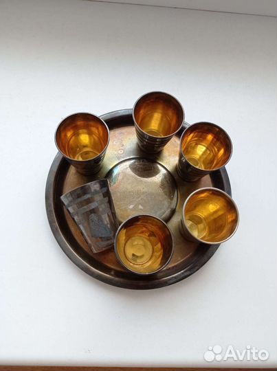 Стопки с подносом латунь СССР