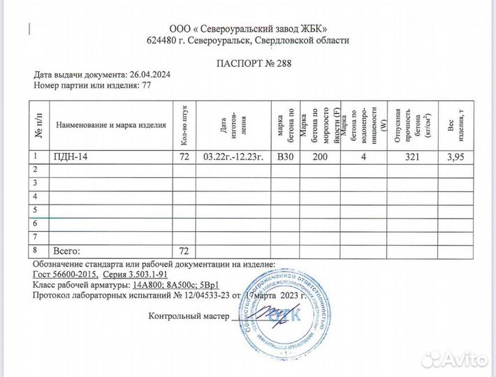 Плита дорожная пдн-14