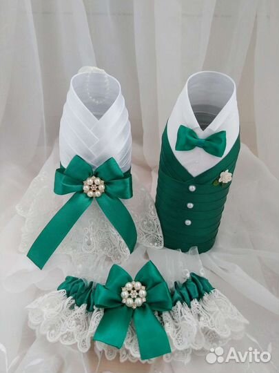 Украшения на бутылки шампанского Жених и Невеста