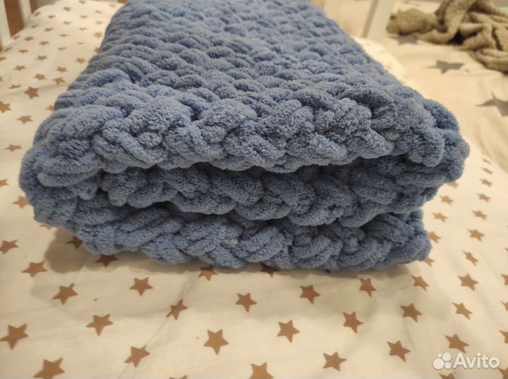 Новый плед, ручной вязки, пинетки в подарок