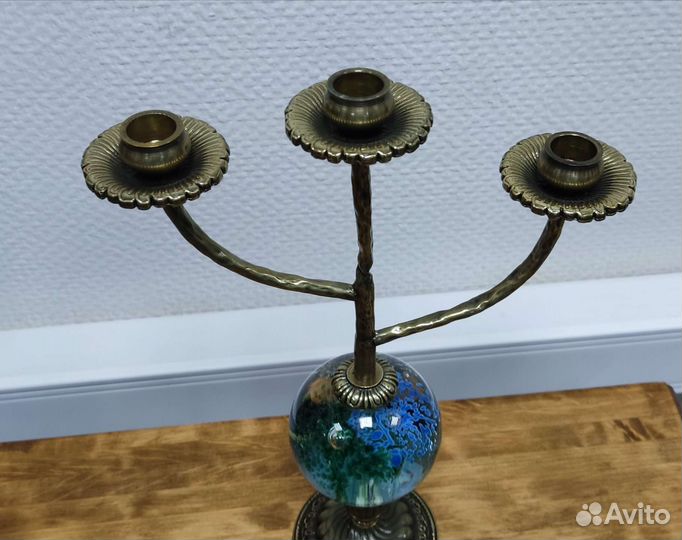 Подсвечник из бронзы и хрусталя