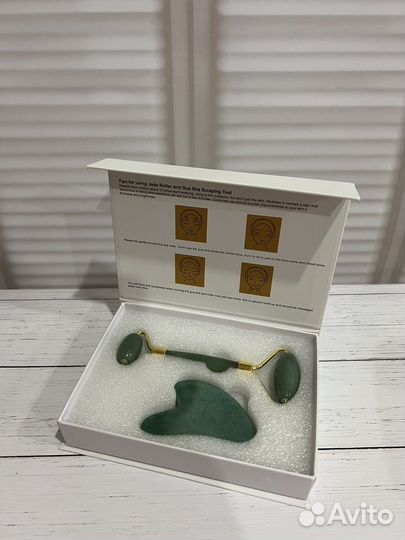 Массажный набор для лица Нефрит Розовый кварц