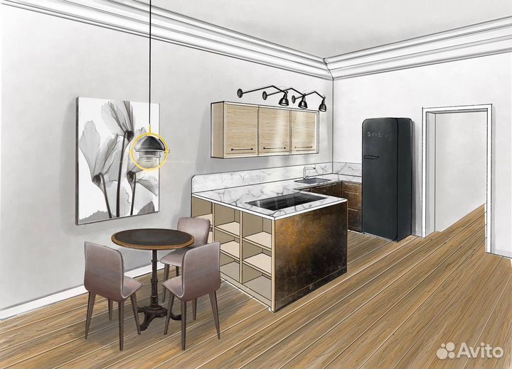 Скетч-визуализация интертера