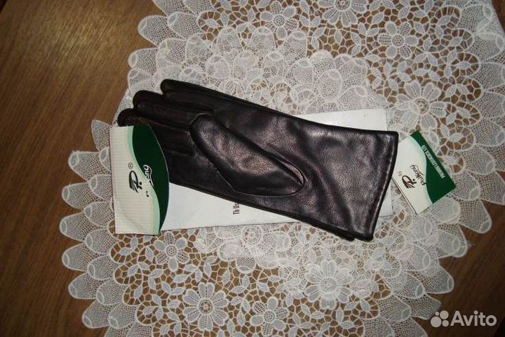 Новые зимние кожаные перчатки в упаковке. Размер 7