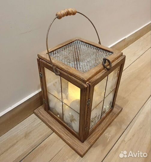 Большой деревянный фонарь Новогодний