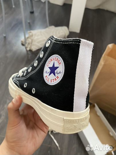 35-41) Кеды converse play Comme des Garcons высоки