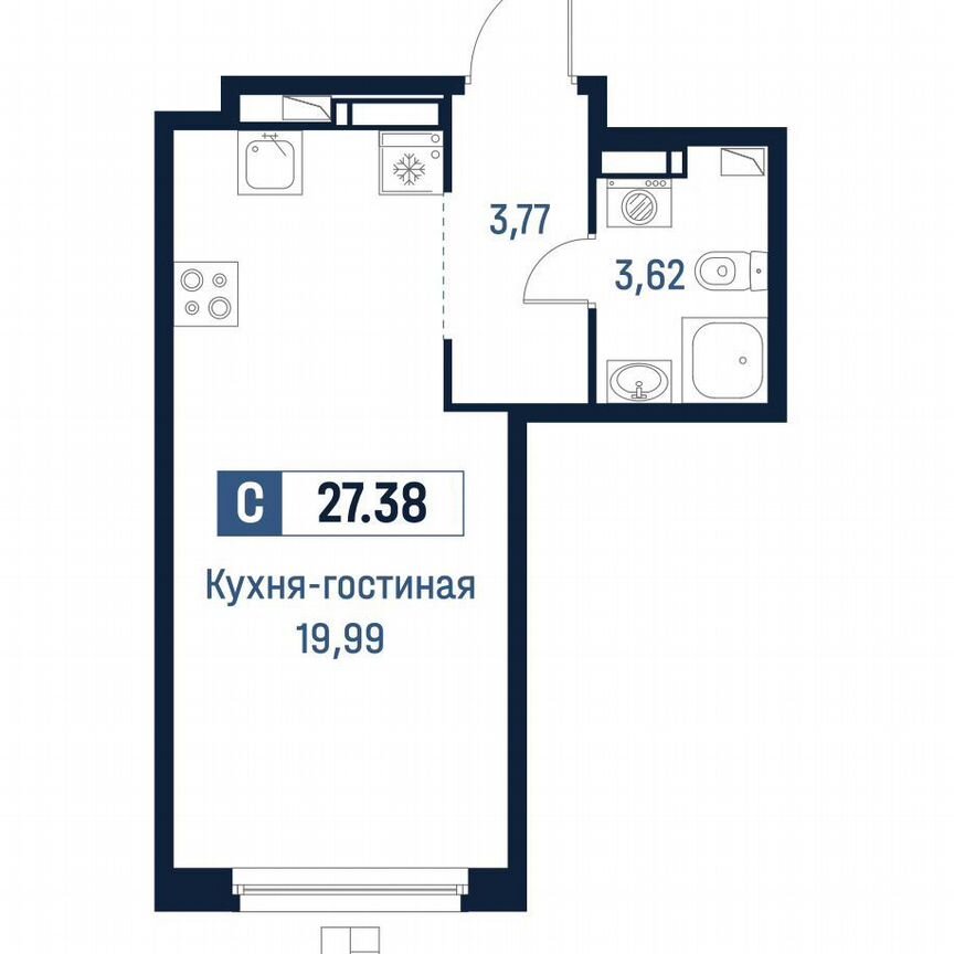 Квартира-студия, 27,4 м², 3/18 эт.