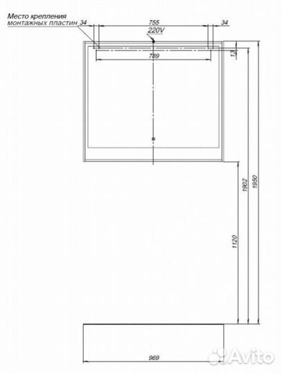 Зеркало Aquanet Милан 100 LED дуб светлый