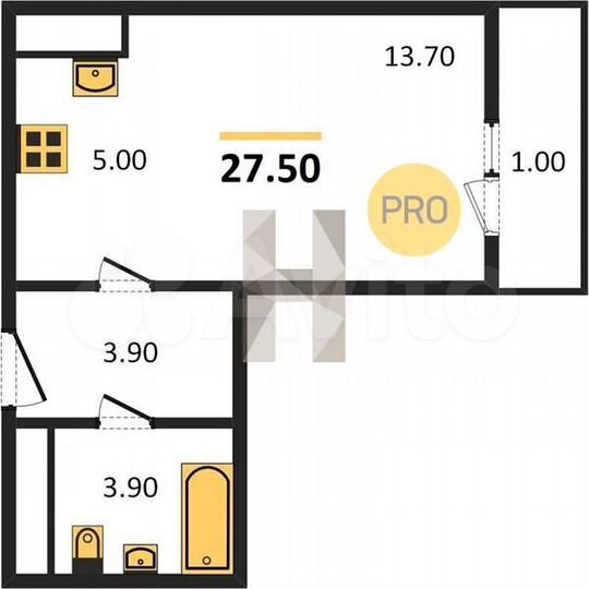 Квартира-студия, 27,5 м², 6/17 эт.