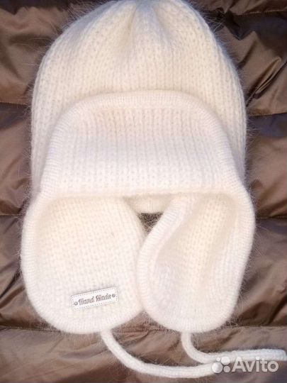 Шапка ушанка женская вязаная