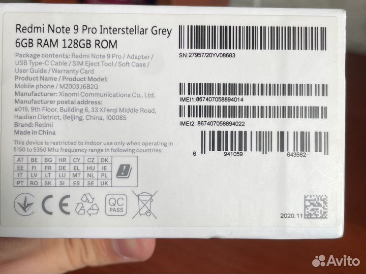 Xiaomi redmi note 9 pro 6 128gb