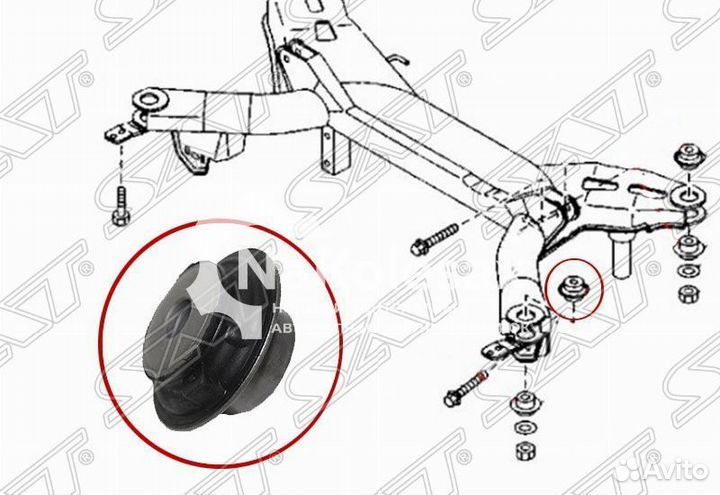 Сайлентблок задней балки mazda 6 02-12 RH