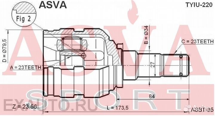 Шрус внутренний 23x34x23 (toyo