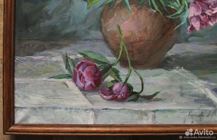 Картина маслом Букет цветов пионы