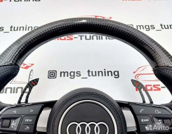 Руль Audi RS карбон с подушкой Ауди A4 B9 RS4 А4