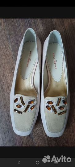 Туфли новые из натуральной кожи бежевые 38 рамер
