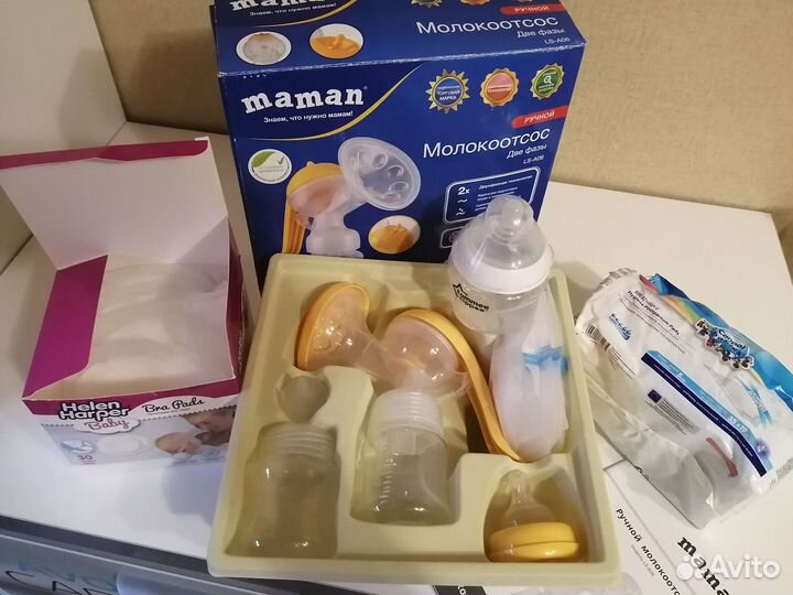 Молокоотсос ручной + бутылка Tommy Tippee и пр