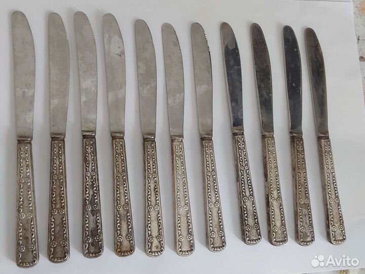 Столовые ножи мельхиор СССР, 11шт