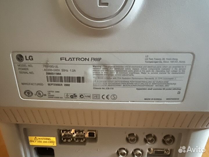 Монитор Lg flatron f900p