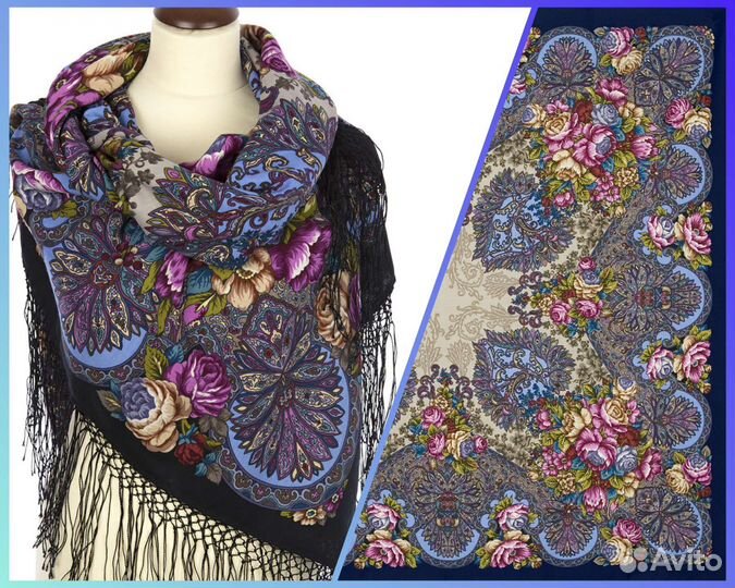 Коллекционный павловопосадский платок a la russe