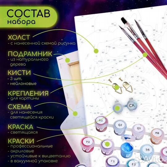 Картина по номерам со светящимися красками, 4050