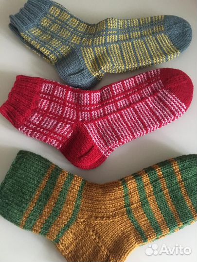 Теплые шерстяные носки ручной работы