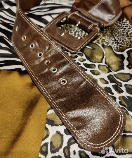 Италия ремень пояс винтаж кожа прессованная