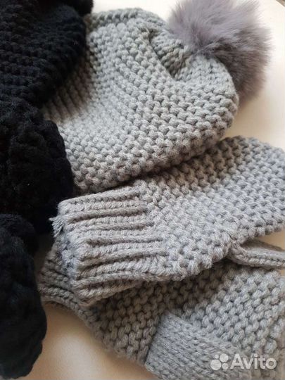 Комплект шапка варежки