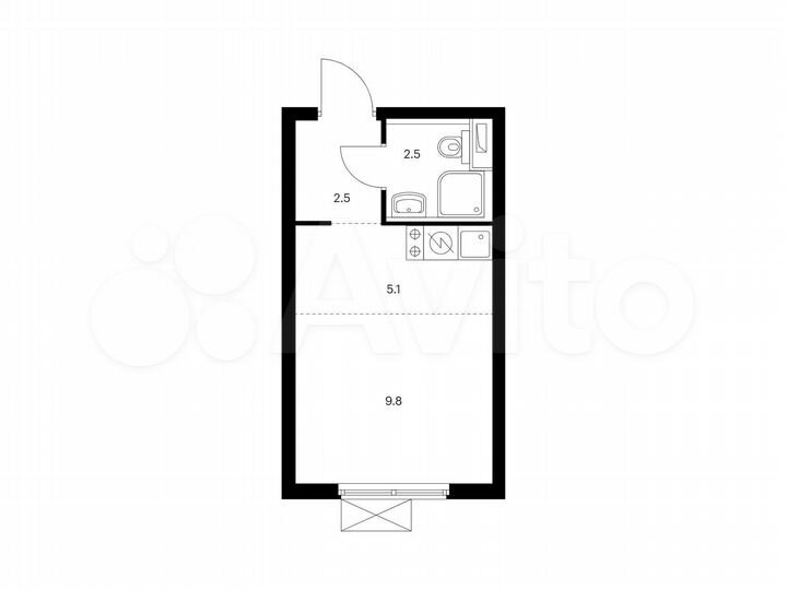 Квартира-студия, 19,9 м², 30/33 эт.