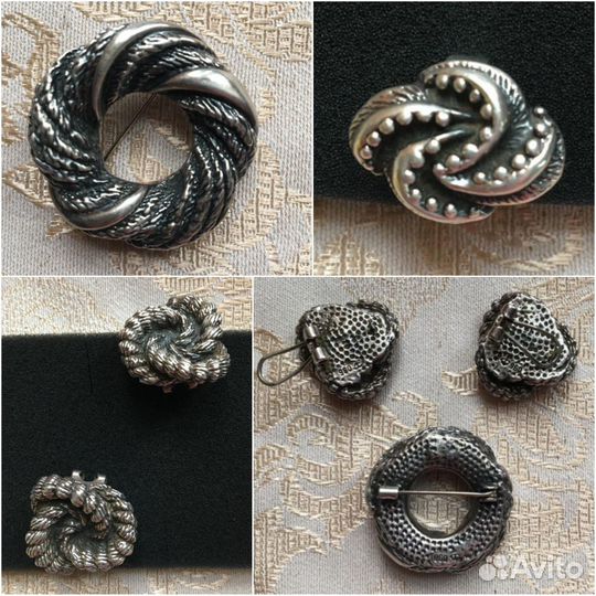 Брошь, серьги, кольцо