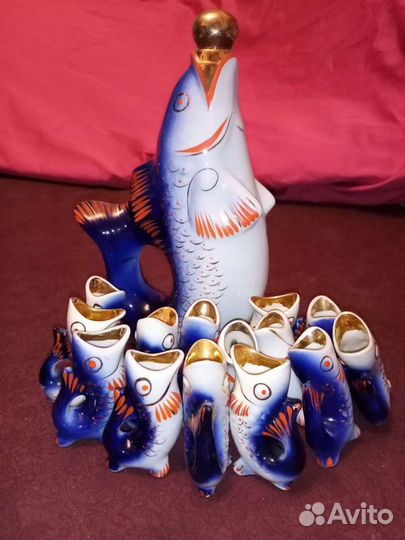 Набор 6 рыбок и штоф ссср. И отдельно 8 рыбок