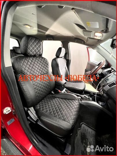 Чехлы Mitsubishi Outlander XL из экокожи чёрные