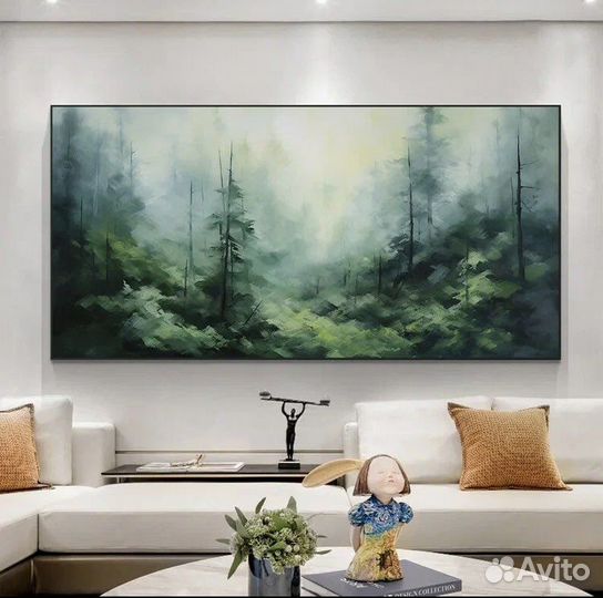 Картина масло холст лес