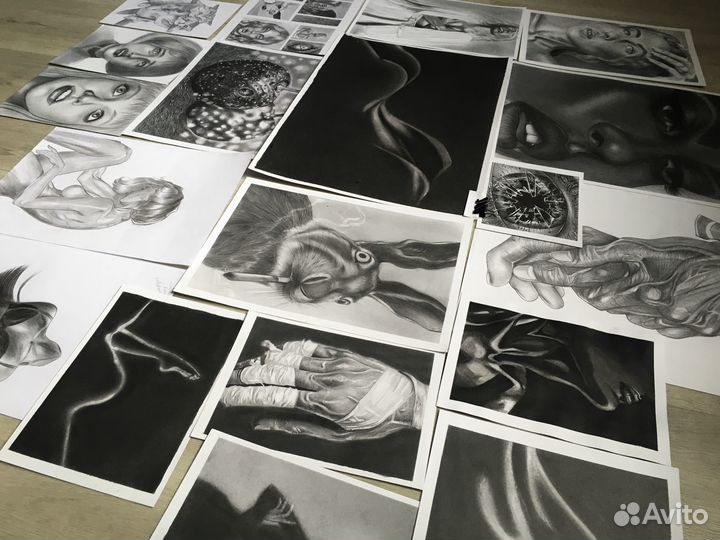 Рисунок картины карандашом реализм назаказ графика