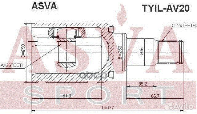 ШРУС внутренний левый 26X50X24 tyilav20 asva