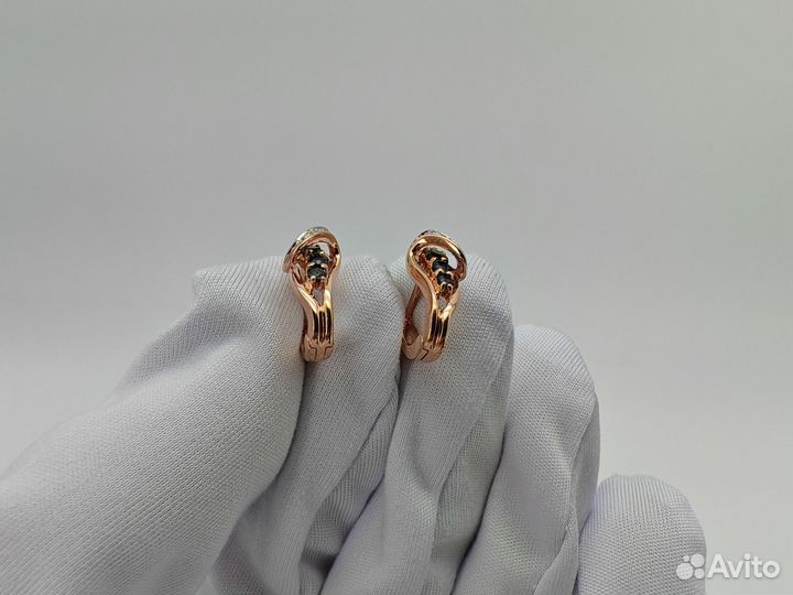 Пара серёг 585 пробы с бриллиантами. Рассрочка