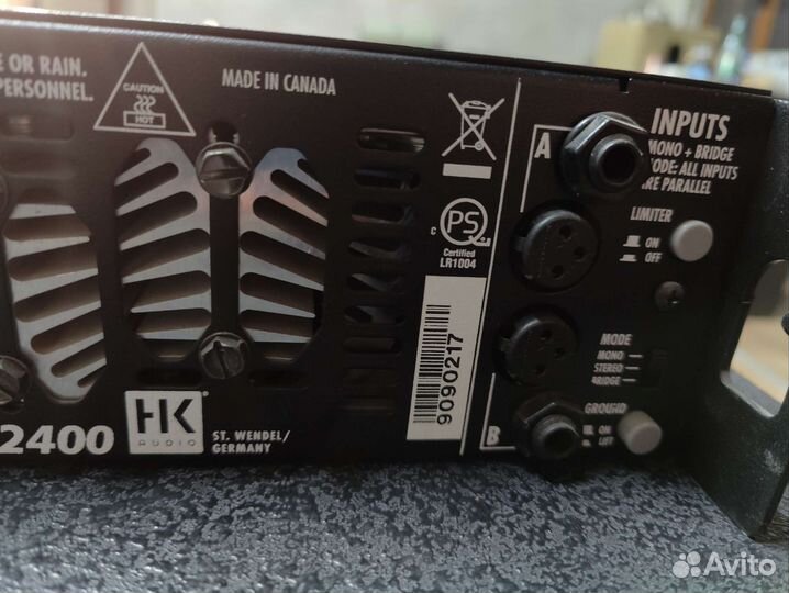 Hk Audio Vx 2400 Усилитель мощности 2x1200w Канада