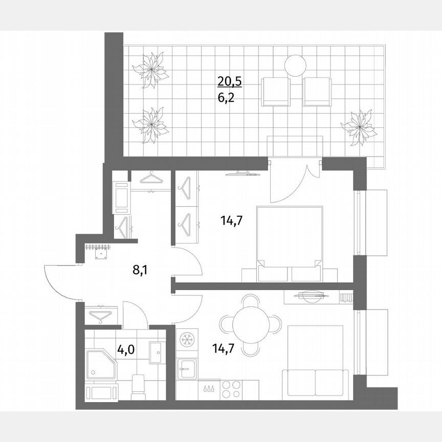 1-к. квартира, 47,7 м², 4/6 эт.