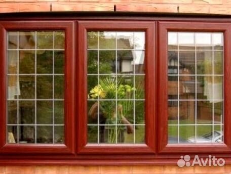 Окна пластиковые коричневые