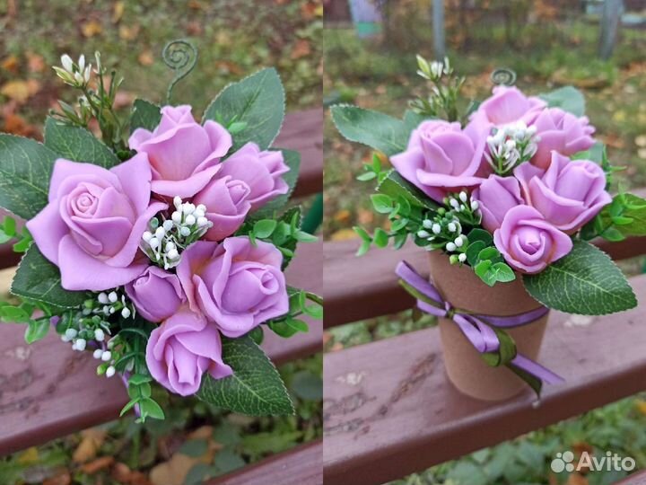 Букет из роз ручной работы