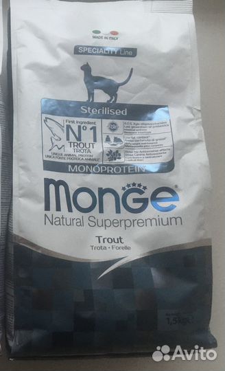Monge для стерилизованных кошек форель