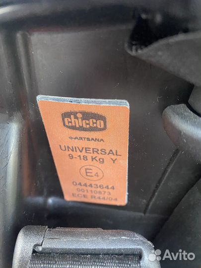 Автокресло chicco isofix 9-18