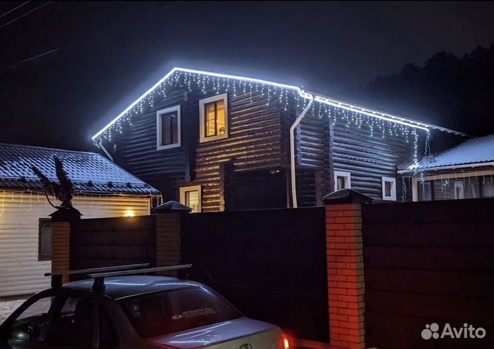 Украшение домов гирляндами