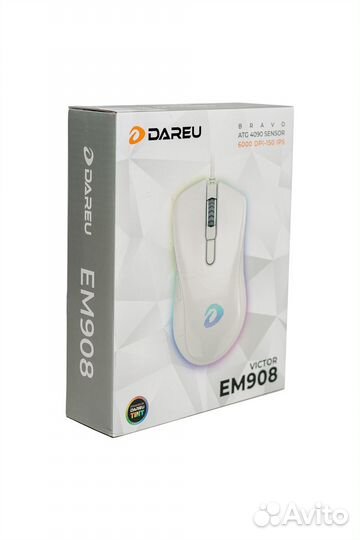 Игровая проводная мышь Dareu EM908, белый