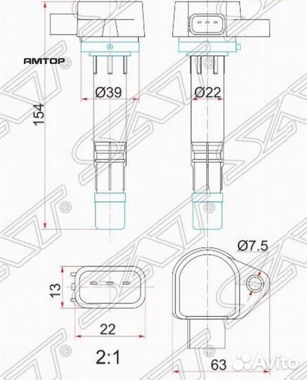 SAT ST-30520-PGK-A01 Катушка зажигания honda D15B